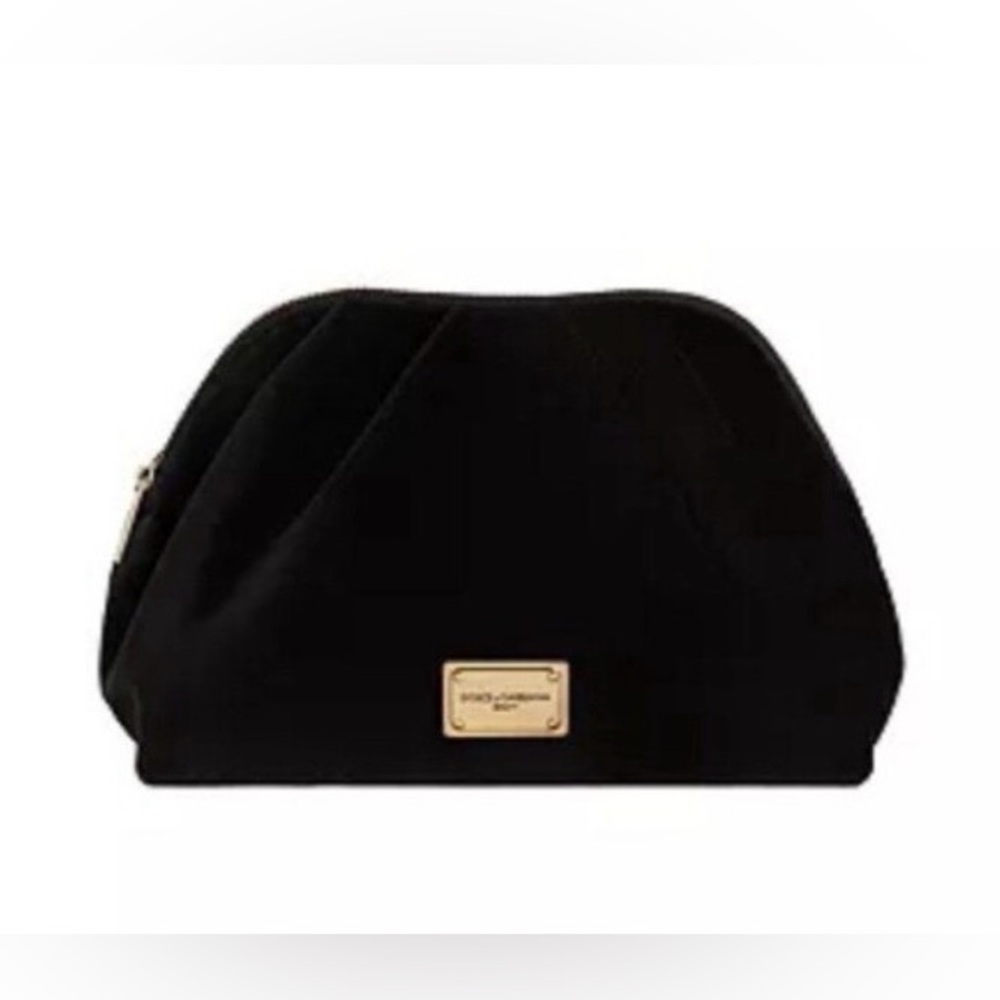 Dolce & Gabbana Black Cosmetic Pouch with Gold Plaque